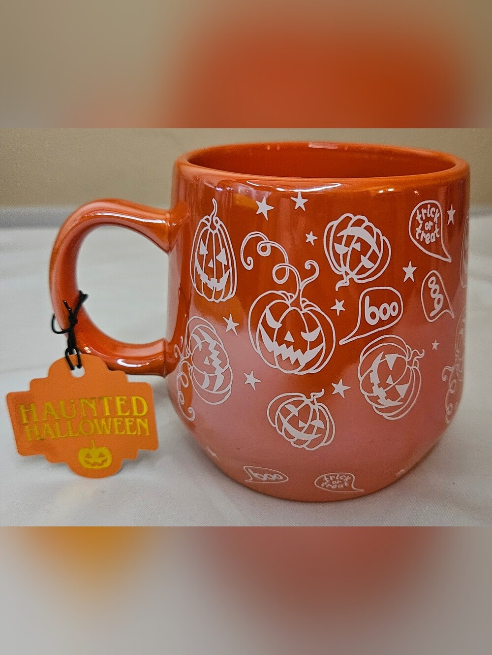 Haunted Halloween Orange Pumpkin Mug NWT | Cute Jack O Lantern | Ceramic